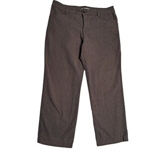 Lee Relaxed Fit Pants Women 16 Short Brown Pinstripe Casual Wear Everyday Leg